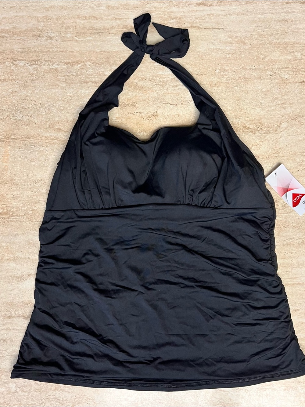 Lands' End Black Halter Tankini Swim Top